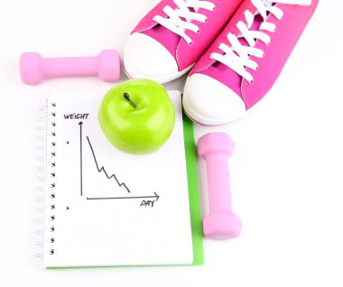 kavramsal fotoğraf fitness ilerleme. beyaz izole