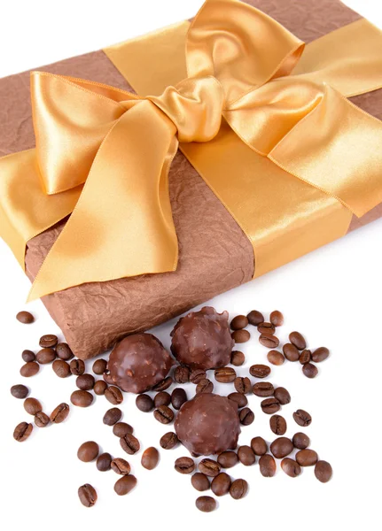 Delicious chocolates in box close-up — Stock Photo, Image