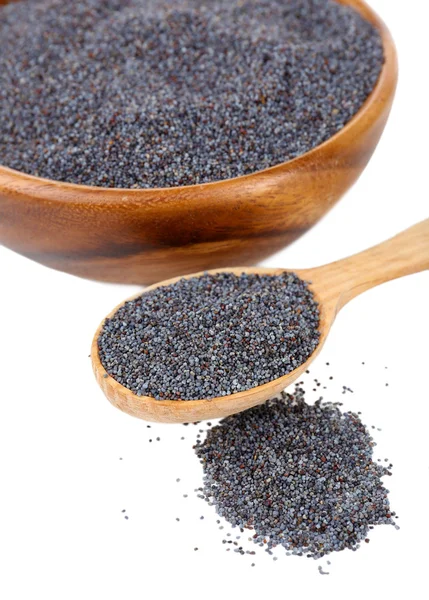 Poppy seeds in bowl close-up — Stock Photo, Image