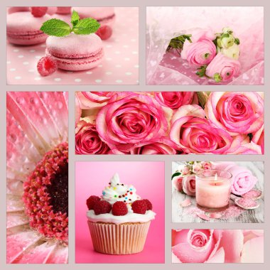 pembe renkli fotoğrafları kolaj bir