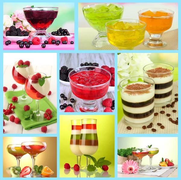 Collage of different tasty jelly — Stock Photo, Image