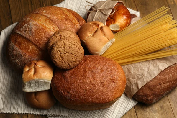 Bakery products on wooden table — Stock Photo, Image