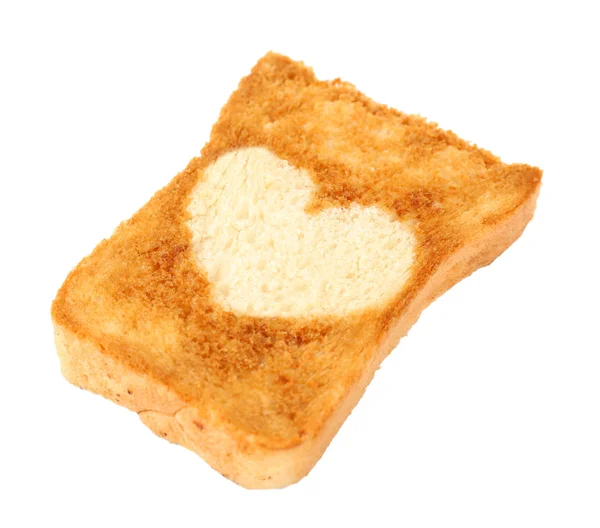 Pyszne tosty z sercem na białym tle — Zdjęcie stockowe