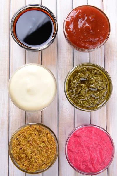 Various sauces on table close-up — Stock Photo, Image