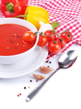 domates çorba ve sebze, üzerinde beyaz izole