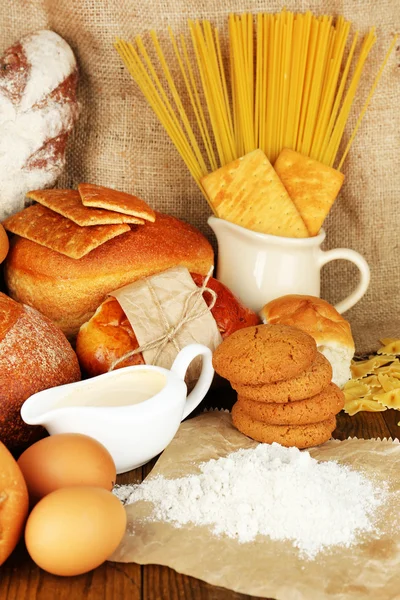 Tasty flour products close up — Stock Photo, Image