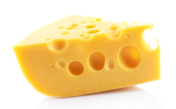 Pezzo di formaggio, isolato su bianco — Foto Stock
