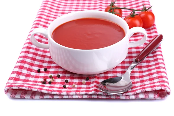 Gustosa zuppa di pomodoro, isolata su bianco — Foto Stock