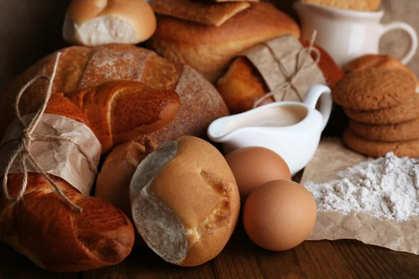 Tasty flour products close up — Stock Photo, Image