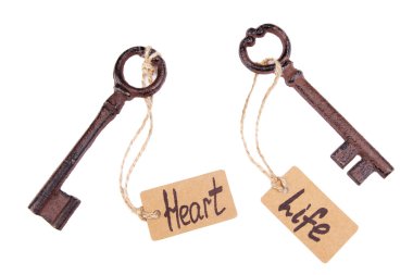 mutluluk, kavramsal fotoğraf anahtarları. beyaz izole