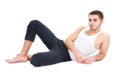 beyaz izole yakışıklı genç