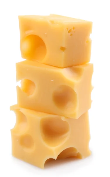 Pieces of cheese, isolated on white — Stock Photo, Image