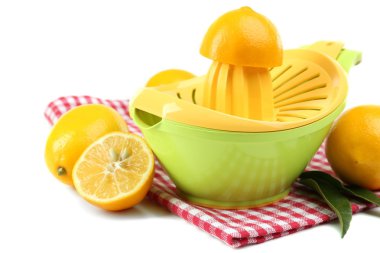 beyaz izole limon ve narenciye sıkacağı