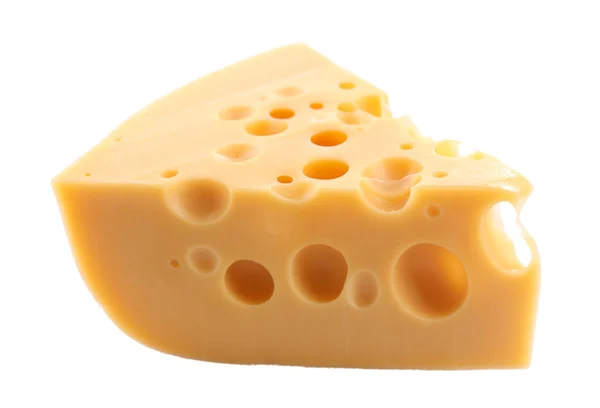 Кусок сыра, изолированный на белом — стоковое фото