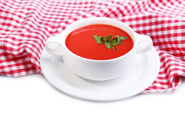 Tasty tomato soup, isolated on white — Stock Photo, Image