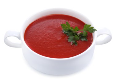 domates çorbası, üzerinde beyaz izole