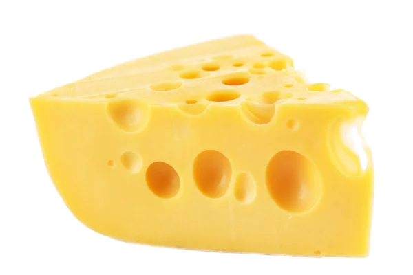 Pedazo de queso, aislado en blanco — Foto de Stock