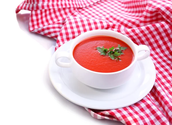 Sabrosa sopa de tomate, aislado en blanco —  Fotos de Stock