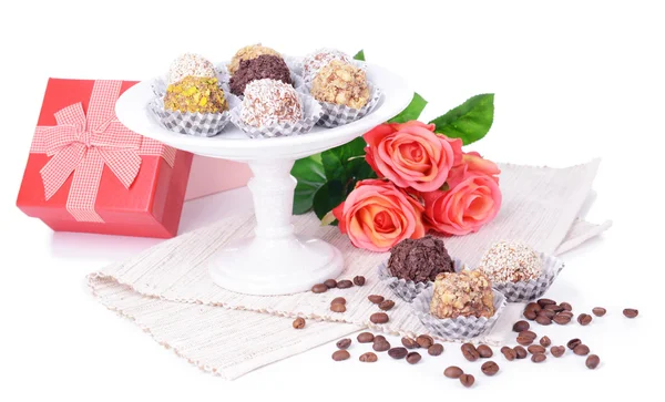 Készlet-ból elszigetelt fehér csokoládés cukorkák — Stock Fotó
