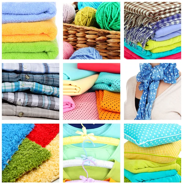 Collage de cuadros y almohadas de color — Foto de Stock