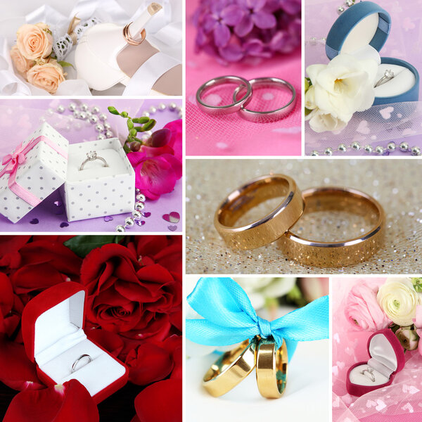 Collage of wedding rings