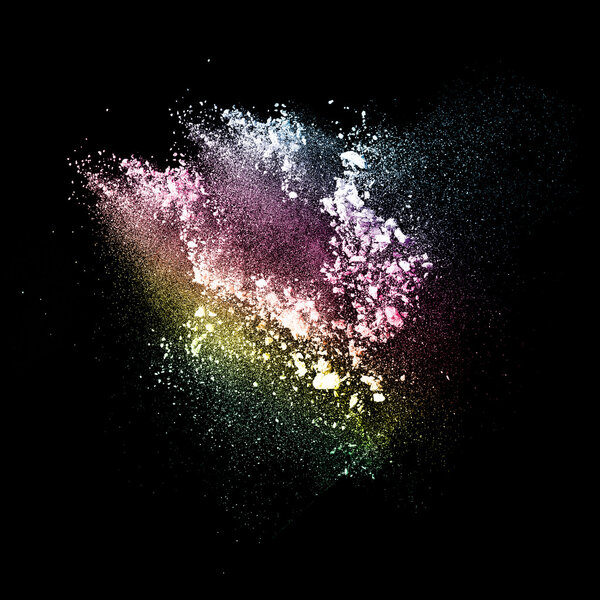 Colorful powders,  on black background