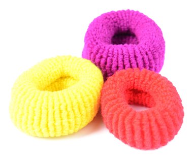 beyaz izole renkli scrunchies