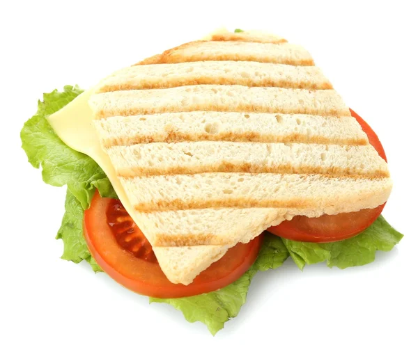 Smaczne kanapki z szynką, na białym tle — Zdjęcie stockowe