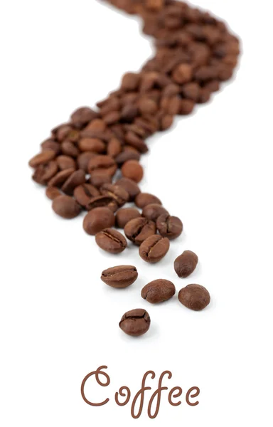 Koffiebonen geïsoleerd op wit — Stockfoto