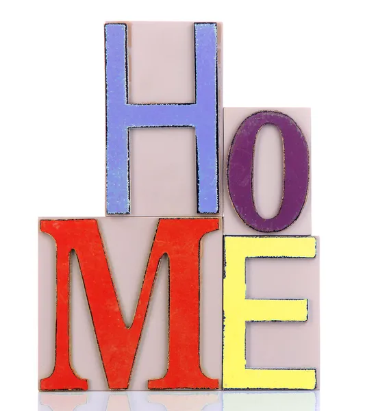 Litere decorative care formează cuvântul HOME izolat pe alb — Fotografie, imagine de stoc