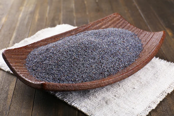 Poppy seeds in bowl on table close-up — Stock Photo, Image