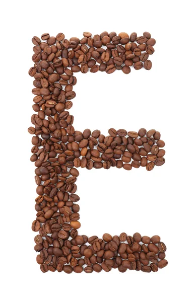Alphabet from coffee beans isolated on white — ストック写真