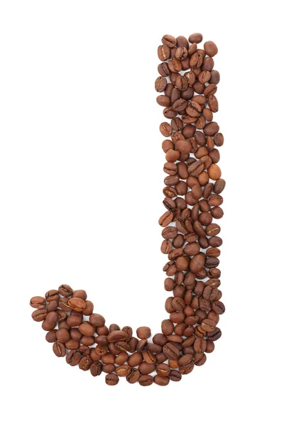 Alfabeto de grãos de café isolados em branco — Fotografia de Stock