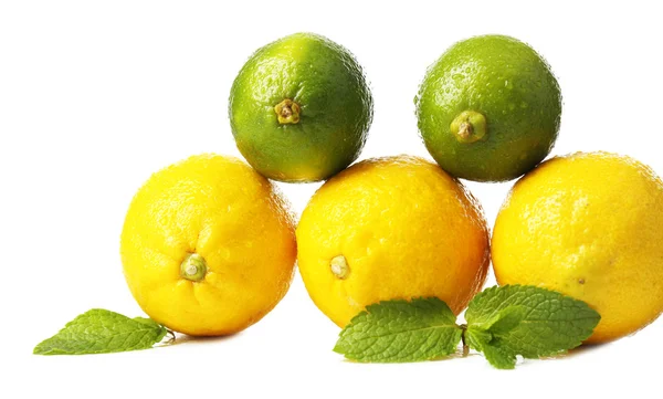 Lemons and limes, isolated on white — Stock Photo, Image