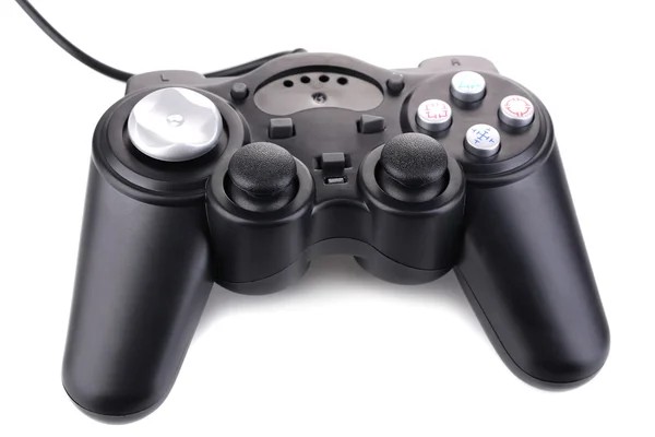 Black game controller isolated on white — Stock Photo, Image
