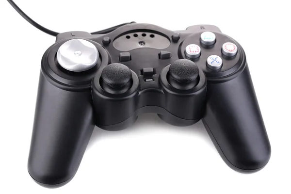 Controlador de jogo preto isolado no branco — Fotografia de Stock