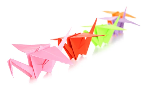 Grúas de origami, aisladas en blanco — Foto de Stock