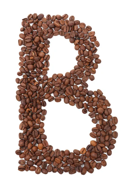 Alphabet from coffee beans isolated on white — Stock Photo, Image