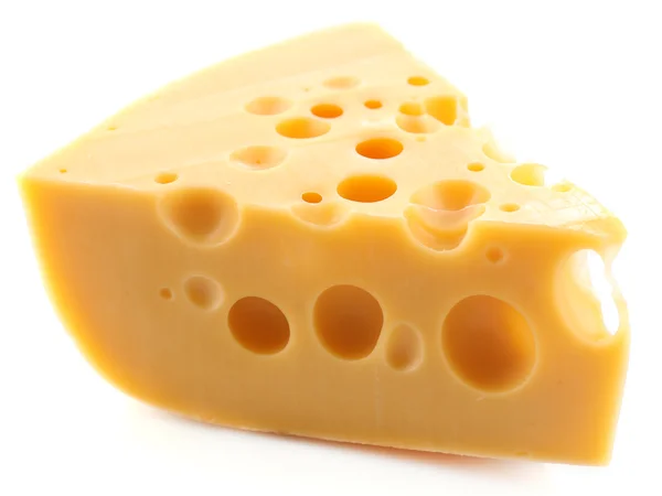 Κομμάτι τυρί, απομονωμένο σε λευκό — Φωτογραφία Αρχείου