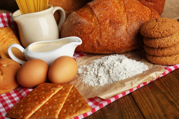 Tasty flour products close up — Stock Photo, Image