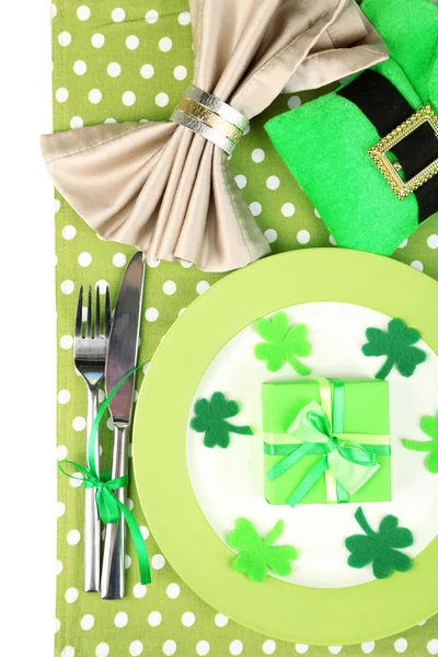 Ajuste de mesa para St Patricks Day con fondo blanco —  Fotos de Stock