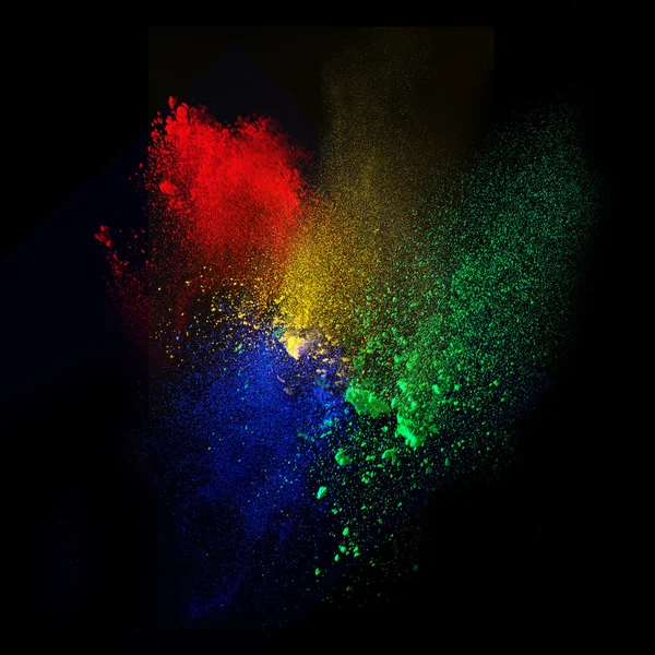 Colorful powders,  on black background — Stock Photo, Image