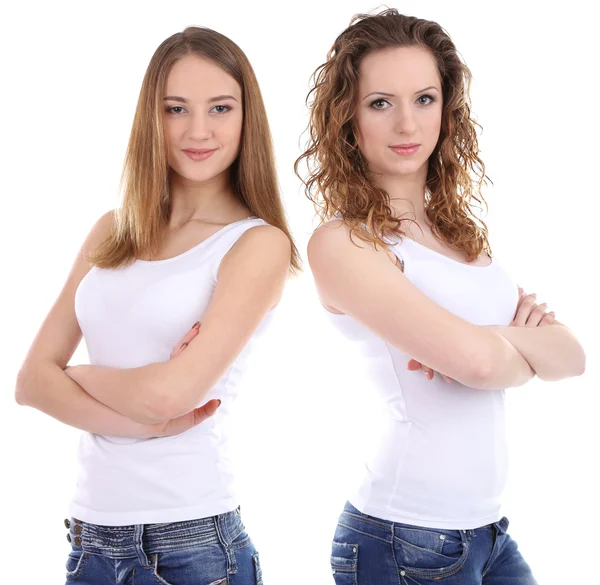 Belles jeunes femmes isolées sur blanc — Photo