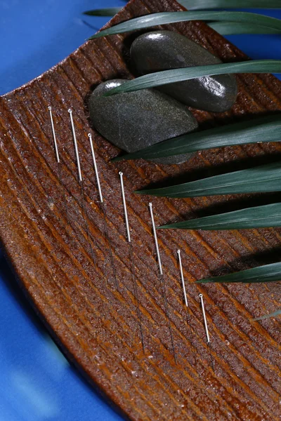 Composition with needles for acupuncture, close up. — Stock Photo, Image