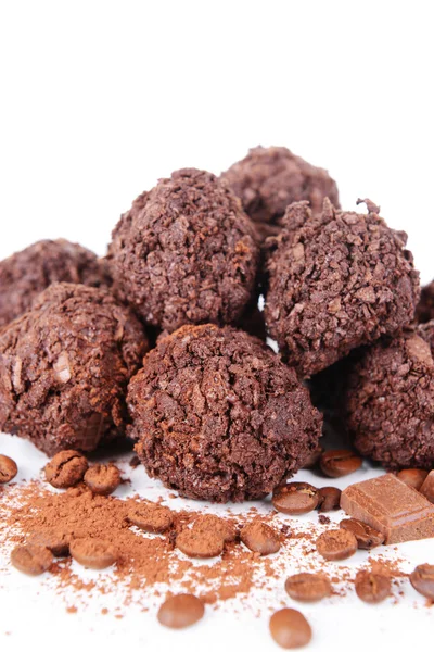 Läckra chokladpraliner närbild — Stockfoto