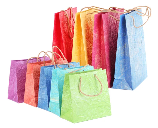 Bolsas de compras coloridas, aisladas en blanco —  Fotos de Stock