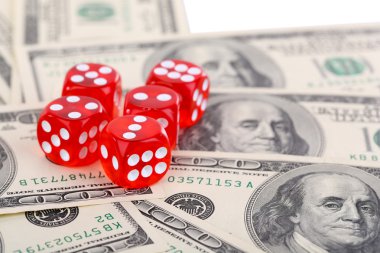 dolar arka plan üzerinde kırmızı dices