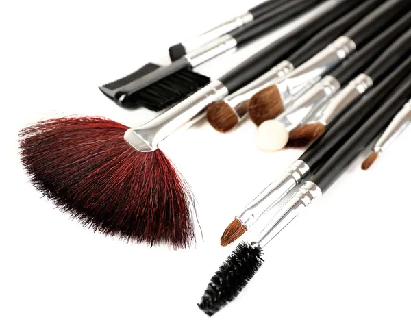 Set of make-up brushes isolated on white — Stock Photo, Image