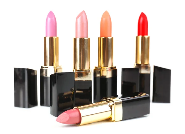 Beautiful lipsticks isolated on white — Stock Photo, Image