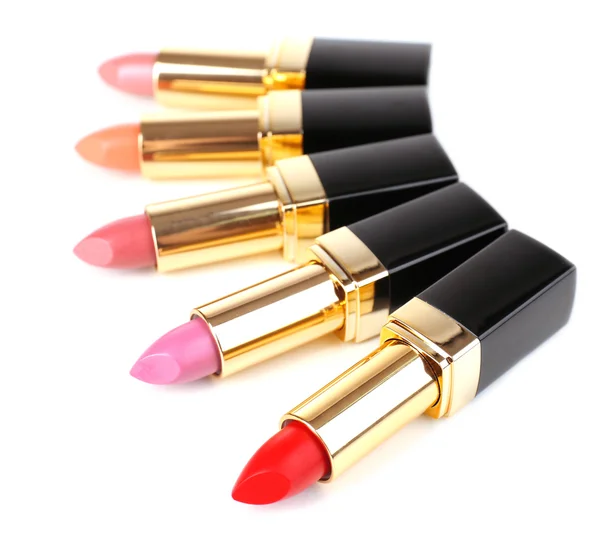 Beautiful lipsticks isolated on white — Stock Photo, Image